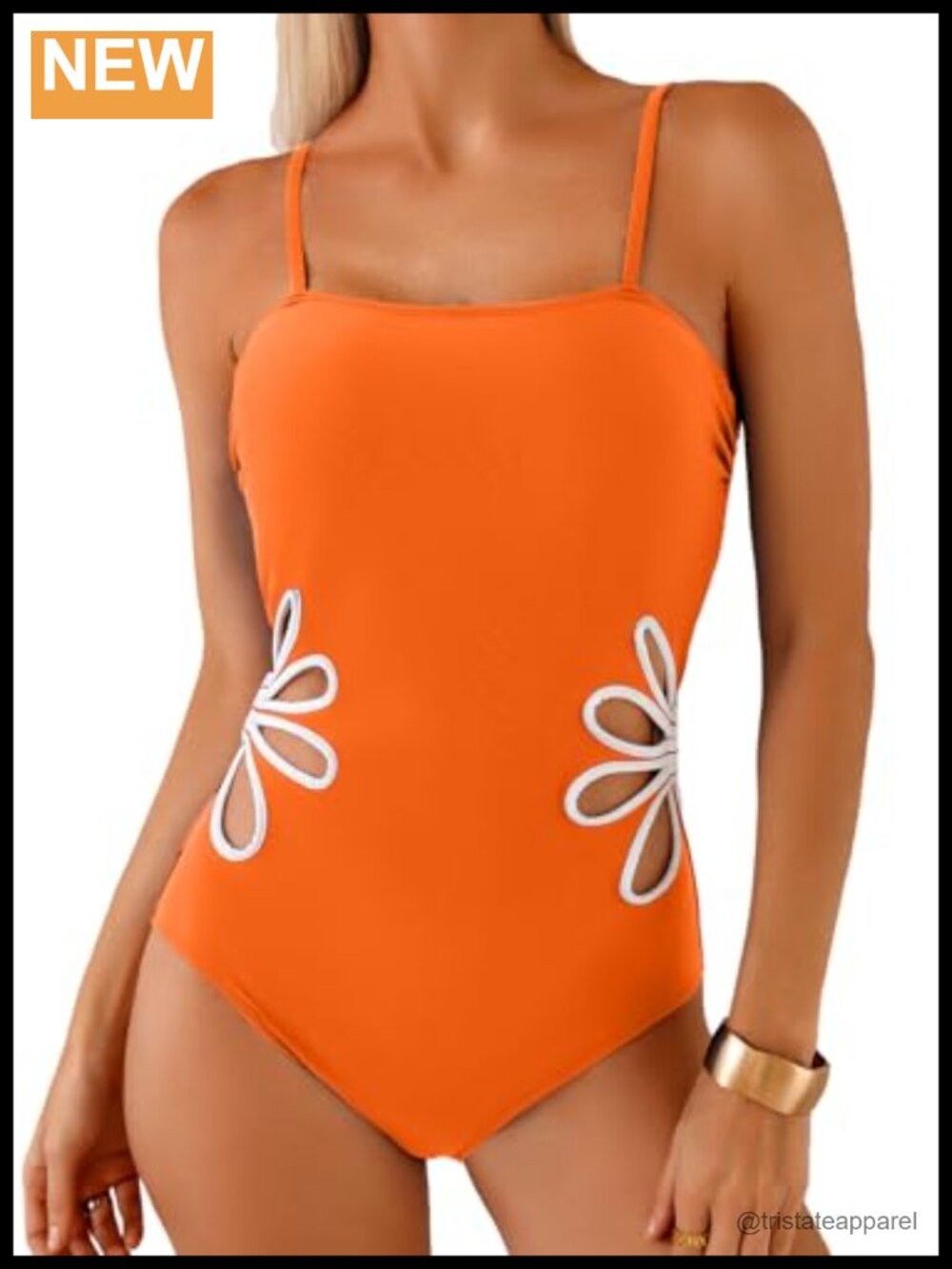 Women's One Piece Swimsuit Floral Cutout Tummy Control High Cut